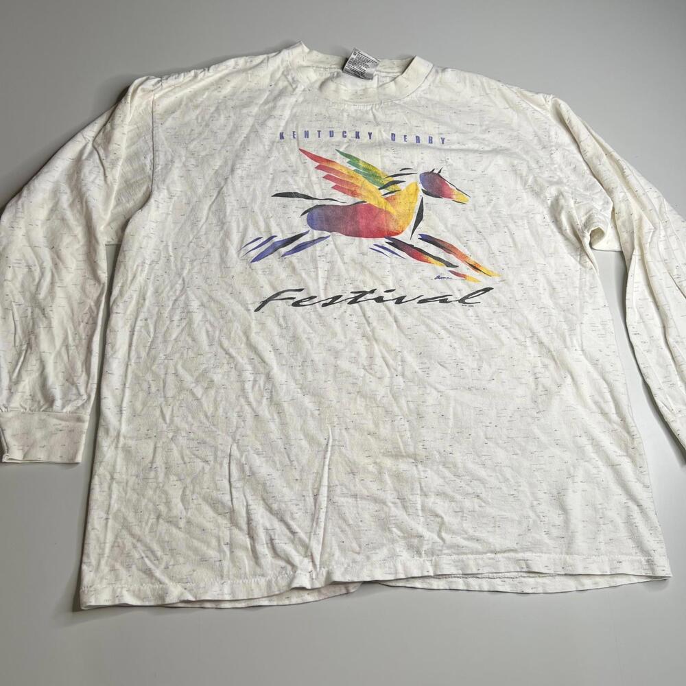 Vintage 1996 Kentucky Derby Festival Pegasus Long Sleeve Shirt XL Oneita Power-T